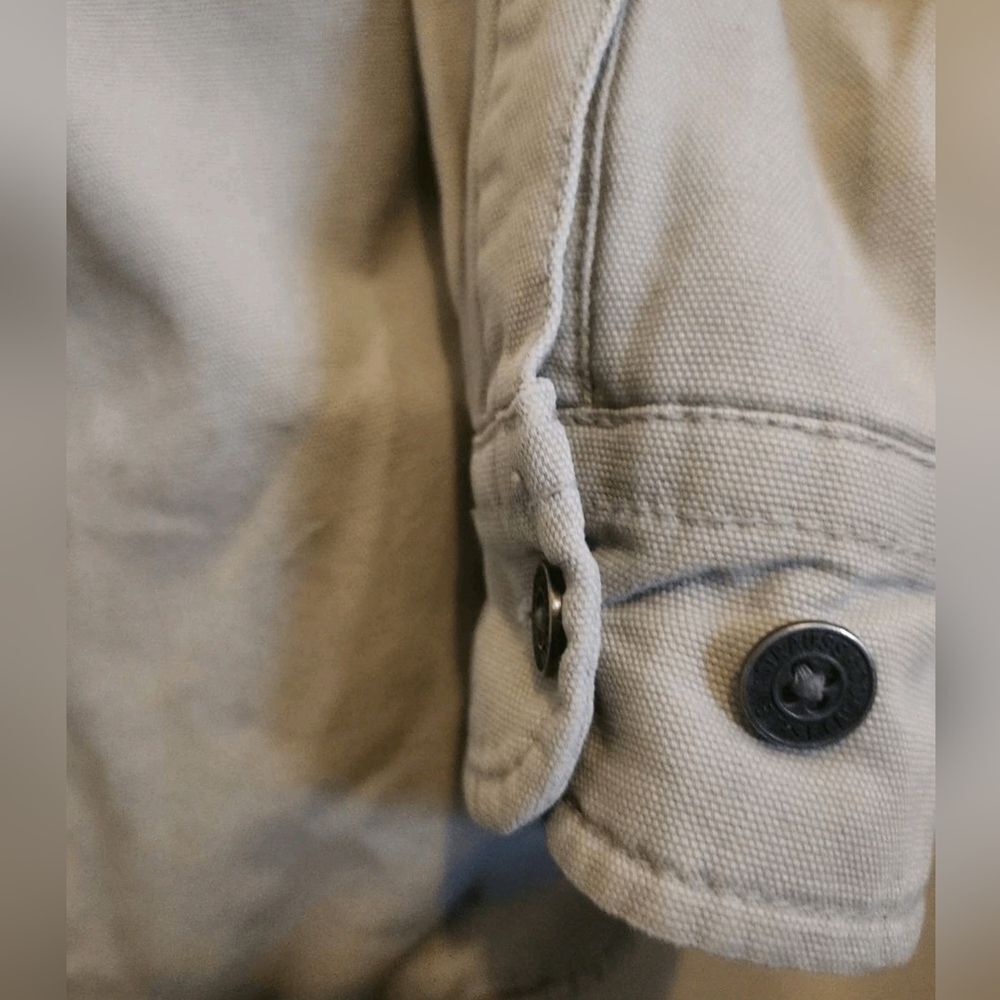 O42 Levi Strauss & CO Mens Cream Button-Up Work Barn Jacket Brown & Cream Lining - Picture 4 of 10